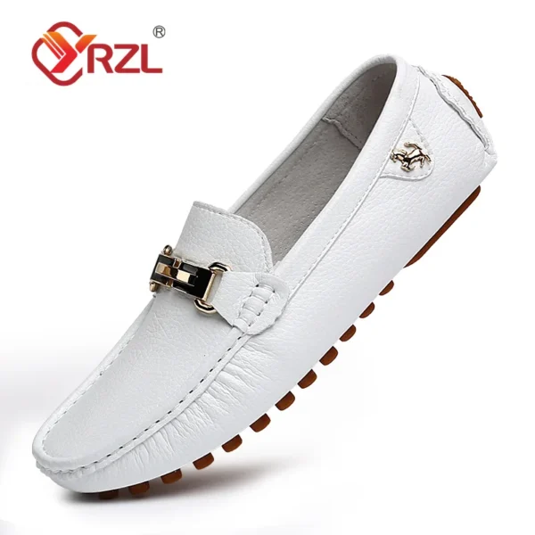 YRZL Loafers Men Handmade PU Leather Loafer Casual Driving Flats Slip-on Shoes Luxury Comfy Moccasins White Loafers Shoes Men
