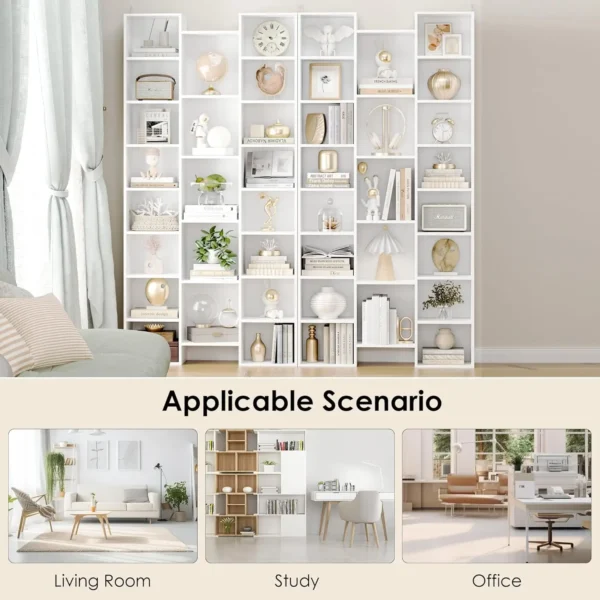 Triple Wide 8 Tier Media Storage Tower Rack, 71’’ Large CD DVD Storage Tower Rack with Adjustable Shelves, Tall Narrow Bookshelf - Image 5