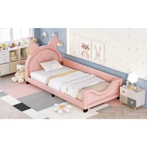 Bed Frame, Twin Size Wood Platform Bed Frame, with House-Shaped Headboard for Boys Girls Kids Toddle, Children Beds - Image 4
