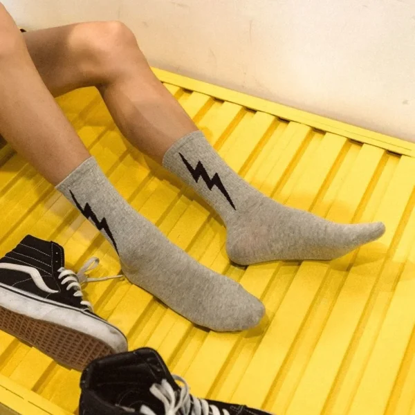 Lightning 2023 Stripe Hiphop Fashion Pattern Skateboard Men Skateboard Socks Cotton Socks Funny Unisex Harajuku Couple Socks Hip - Image 6