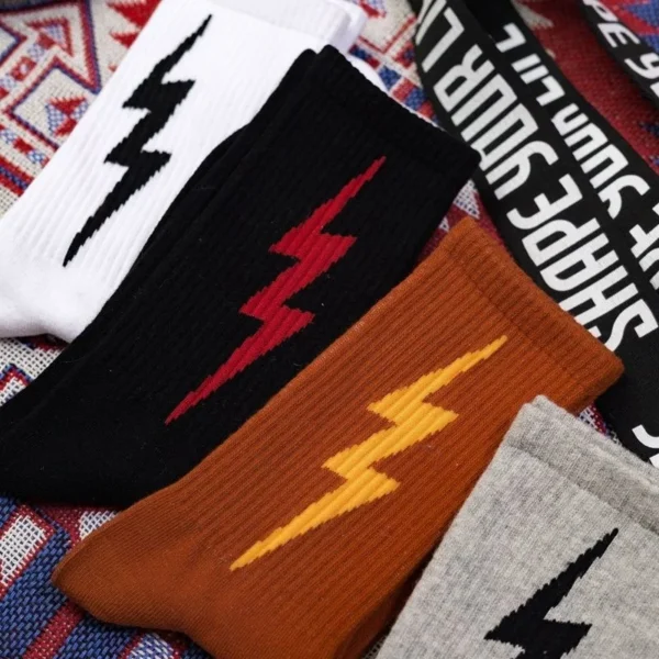 Lightning 2023 Stripe Hiphop Fashion Pattern Skateboard Men Skateboard Socks Cotton Socks Funny Unisex Harajuku Couple Socks Hip - Image 5