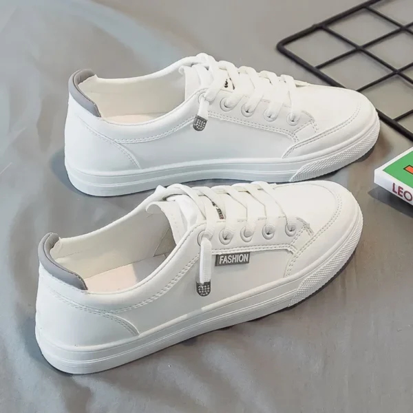 Outdoor Walking Trainers Women Running Shoes Summer Fashion White PU Leather Lace-Up Breathable Jogging Casual Sneakers De Mujer