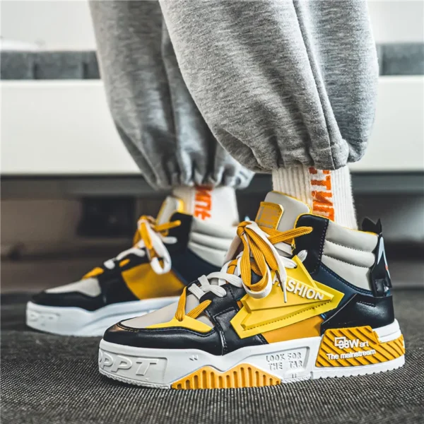Winter High Top Skateboarding Shoes Man Fashion Purple Casual Leather Sneakers Men Trend Outdoor Non-slip Men's Skateboard Shoes - Image 6