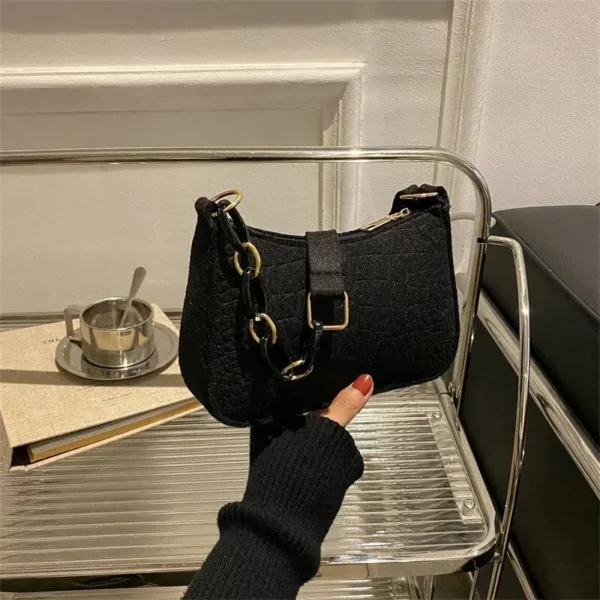 Lady Felt Armpit Design Luxury Tote Released Fashion Ladies Handbag Under Crescent Small Square Bag Lady Felt Armpit Design Luxu - Image 4