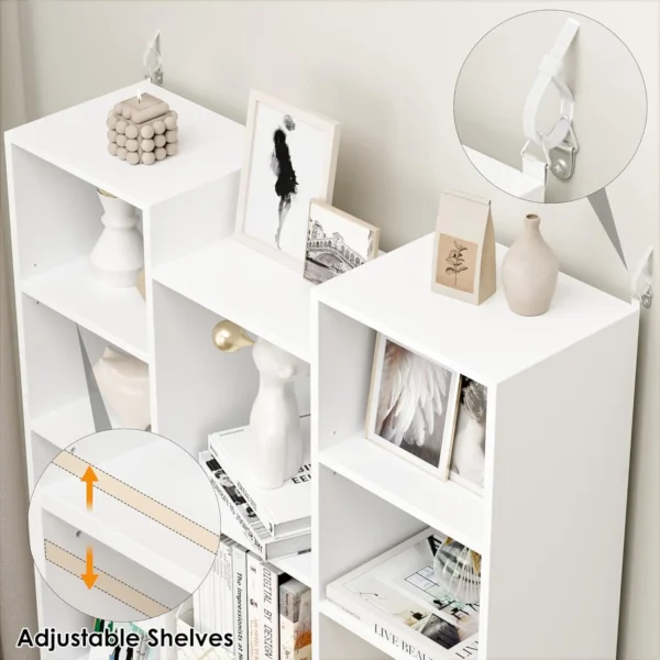 Triple Wide 8 Tier Media Storage Tower Rack, 71’’ Large CD DVD Storage Tower Rack with Adjustable Shelves, Tall Narrow Bookshelf - Image 6