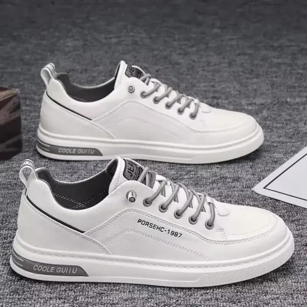 Mens Leather Casual Shoes Fashion Sneakers for Driving Walking Office Flats, Comfortable Men Slip on Flats Non Slip Youth Shoe - Image 4