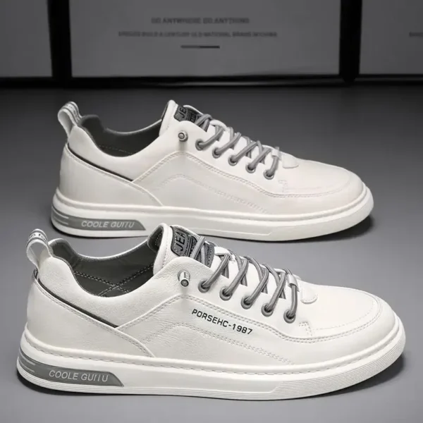 Mens Leather Casual Shoes Fashion Sneakers for Driving Walking Office Flats, Comfortable Men Slip on Flats Non Slip Youth Shoe - Image 2