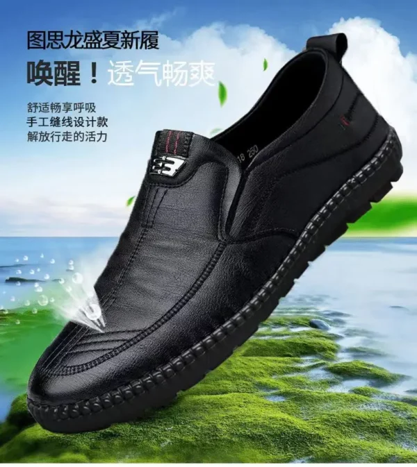 Mens Leather Loafers Non Slip Walking Flats Breathable Outdoor Slip on Casual Shoes for Male Work Office Driving Sneakers2 - Image 3