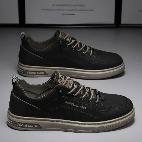 Mens Leather Casual Shoes Fashion Sneakers for Driving Walking Office Flats, Comfortable Men Slip on Flats Non Slip Youth Shoe - Image 3