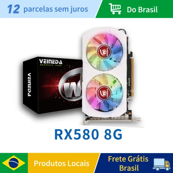 Veineda RX580 8GB 256bit Graphics Cards DDR5 GPU rx 580 8GB PC Gaming placa de video Desktop Video Card for AMD Radeon games