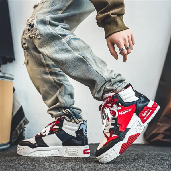 Winter High Top Skateboarding Shoes Man Fashion Purple Casual Leather Sneakers Men Trend Outdoor Non-slip Men's Skateboard Shoes - Image 4