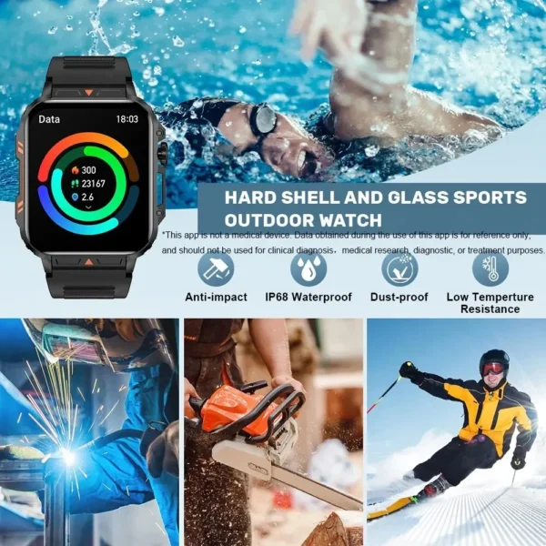 SENBONO New Men Smart Watch 1.95inch HD Screen Bluetooth Call 24/7 Heart Rate Monitor IP68 100+ Sport Modes Smartwatch for Men - Image 5
